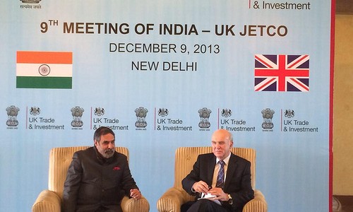 UK Business Secretary, Vince Cable with Anand Sharma, Indian Union Minister for Commerce and Industry, in India