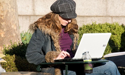 One of the rare non-Apple laptops seen in an otherwise cool park full of cool people One of the rare non-Apple laptops seen in an otherwise cool park full of cool people